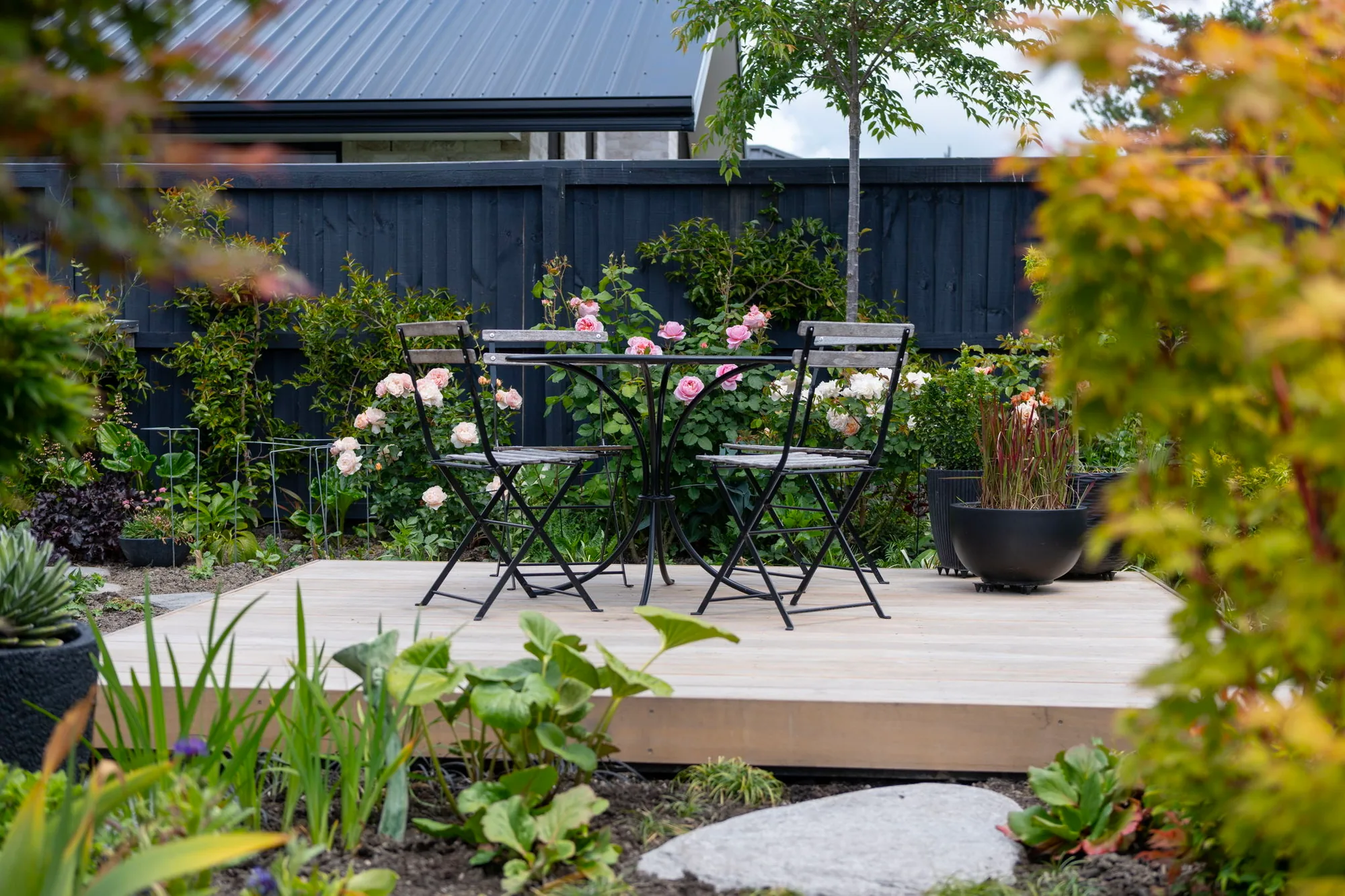Deck build in established garden setting - Christchurch outdoor living