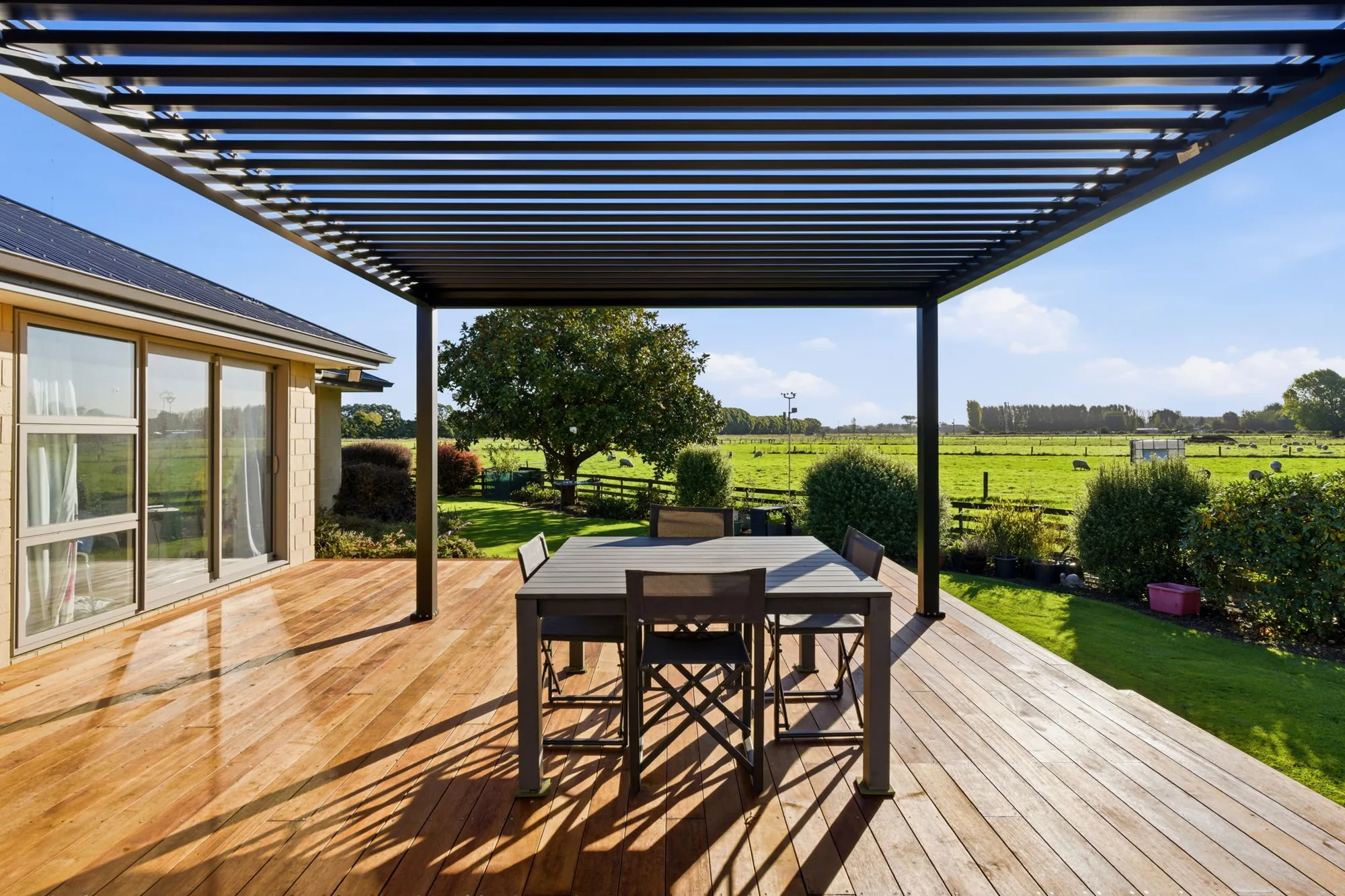 Kwila deck with opening louvre roof - a recent Christchurch outdoor build