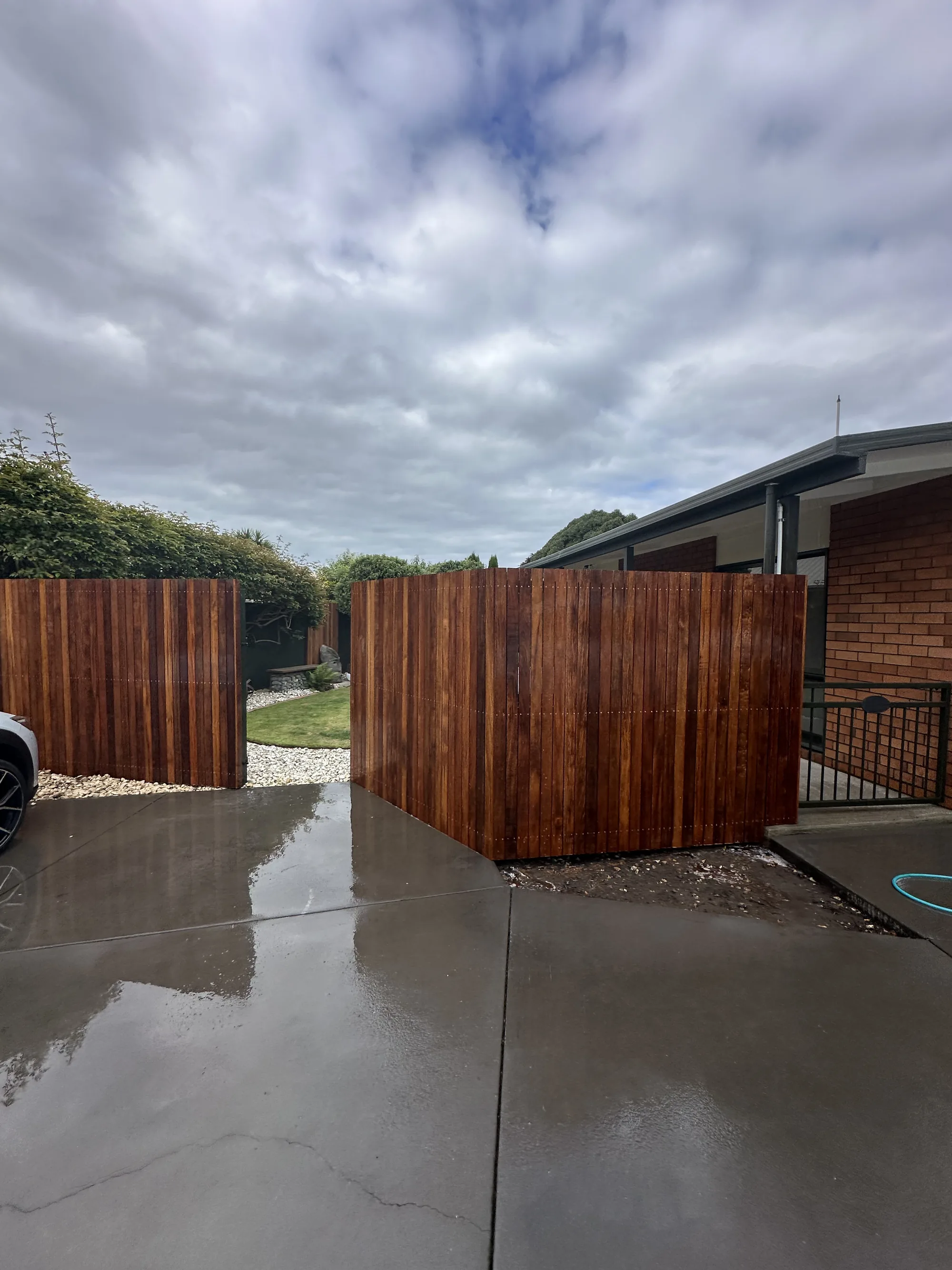 Batten cedar fence with architectural gate, Christchurch
